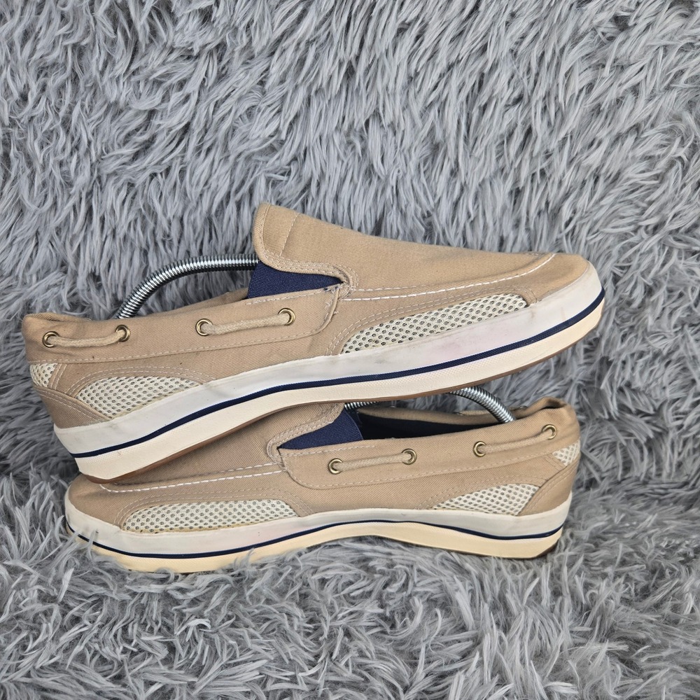 Anchor Bay Classics Boat Shoes‎ Mens 11 Tan Canvas Mesh Slip On Loafers 47137 - Picture 7 of 10